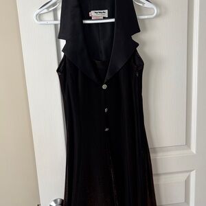 Chic Black/Copper Sleeveless Dress with Collar